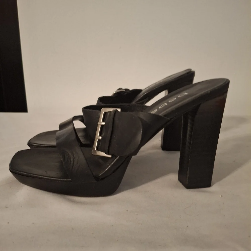Bebe Black Women's Heeled Sandals With Buckles